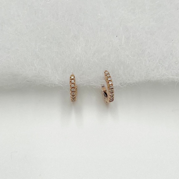 Real Diamond 14k Rose Gold Huggie Cuff Earring - Picture 4 of 12